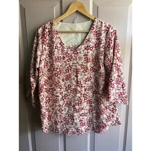 Taohuadao Floral Blouse 3/4 Length Sleeves Size Large